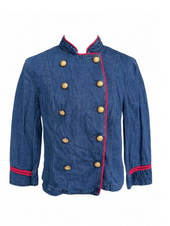 Ralph Lauren Jackets & Blazers - Ralph Lauren collared denim double breasted military style jacket with red trim